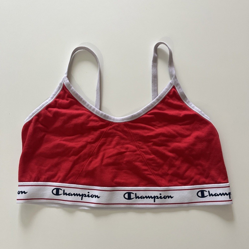 Champion‎ Women's Size XXL 2XL Red Bralette Logo V-Neck Sporty Athleisure